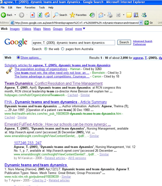 google search results