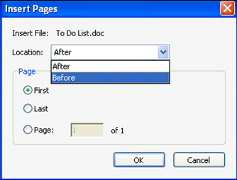 insert pages acrobat menu