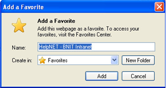 internet explorer add a favourite window
