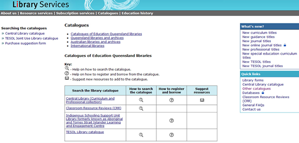 state library services website screen