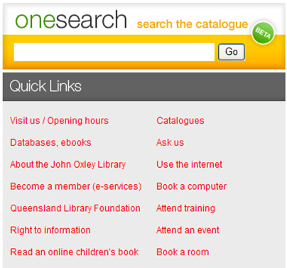 onesearch website screen